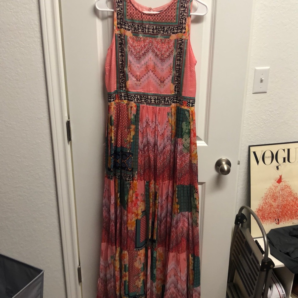 Anthropologie Pink Multicolor Bohemian Maxi Dress